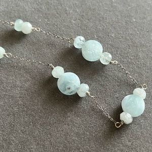 Raw Aquamarine Faceted Beaded Necklace